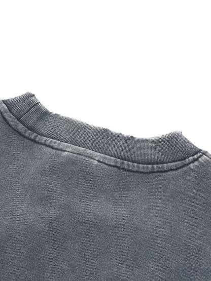 Classic snow washed raw edge cropped sweatshirt - Studio Gallantry