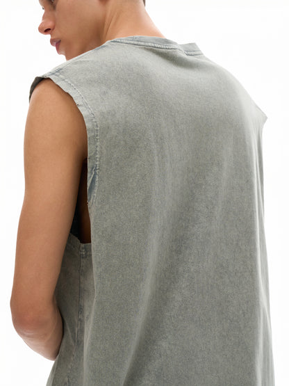 Classic 'Subtle' snow wash frayed hem tank